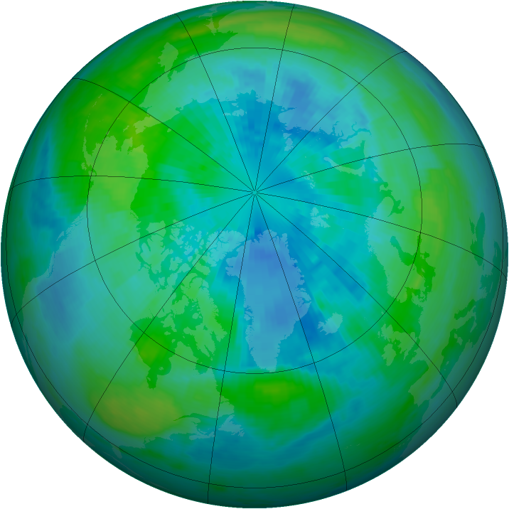 Arctic ozone map for 23 September 1990
